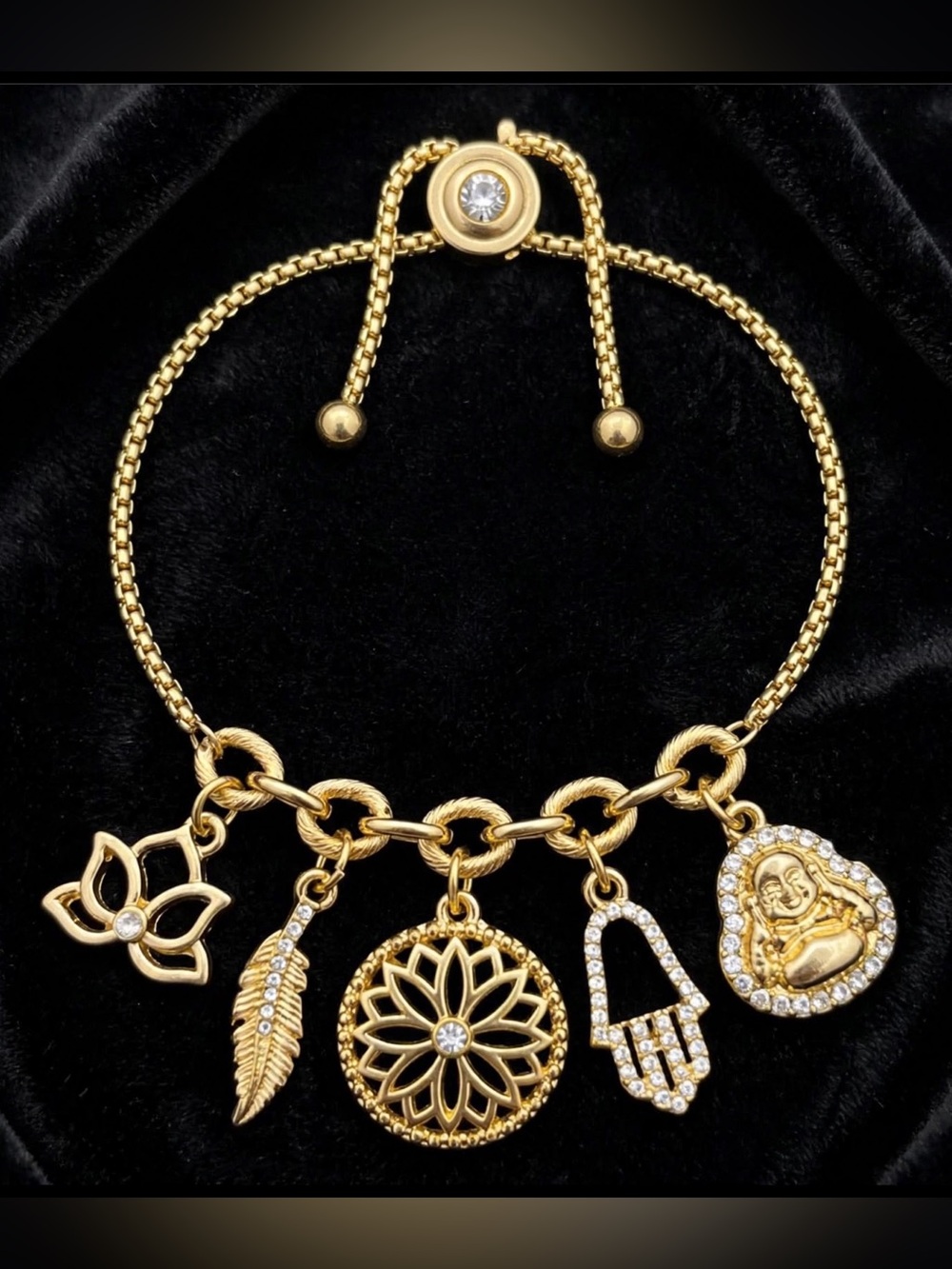 ⚜️Stunning Gold Charm Spiritual Bracelet with Swarovski Crystals⚜️